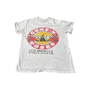 Guns N’ Roses Women’s Band Tee Small White 1989 LA Tour Graphic Shirt